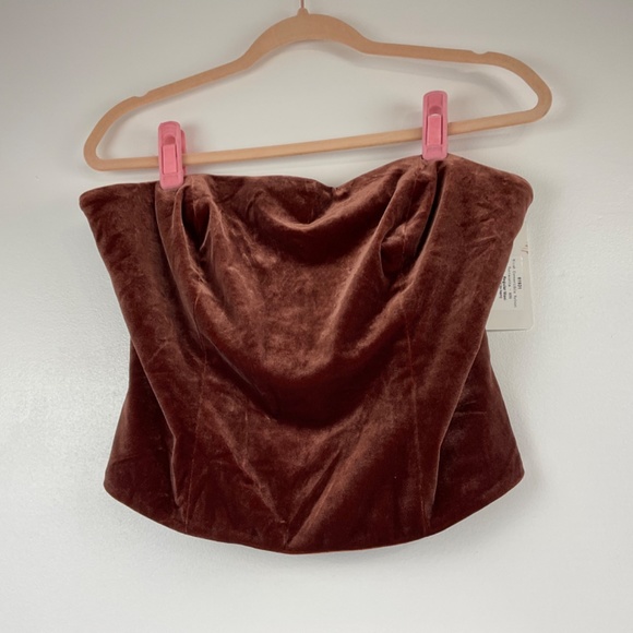 NWT Revelry Velvet Tube Top Terracotta Color Sleeveless Bustier size L - Picture 6 of 15